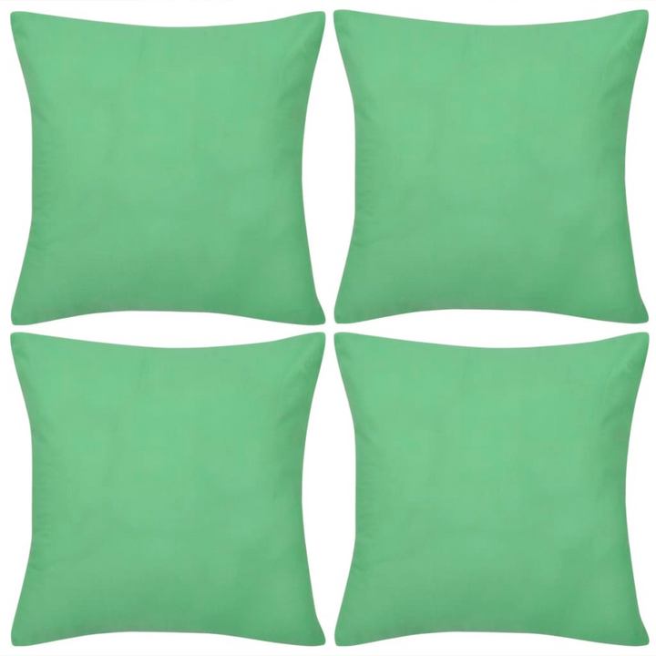 4 Apple Green Cotton Cushion Covers 40 x 40 cm - Soft & Stylish Home Decor - Premium  from Home Treasures - Just £27.99! Shop now at Home Treasures