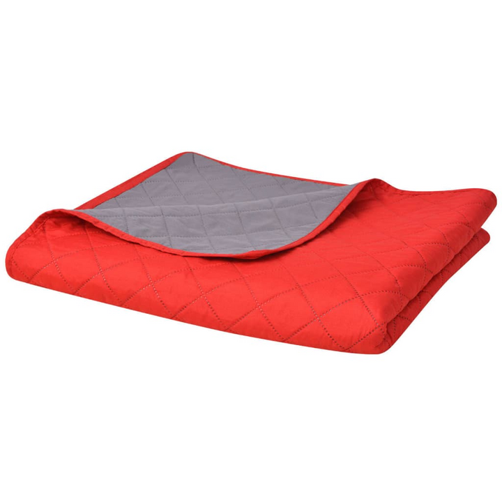 Double-sided Quilted Bedspread - Red and Grey, 220x240 cm - Soft Microfiber, Warm & Decorative - Premium  from Home Treasures - Just £27.99! Shop now at Home Treasures