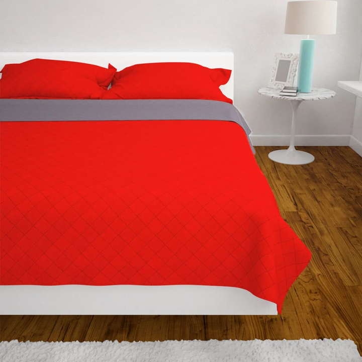 Double-sided Quilted Bedspread - Red and Grey, 220x240 cm - Soft Microfiber, Warm & Decorative - Premium  from Home Treasures - Just £27.99! Shop now at Home Treasures