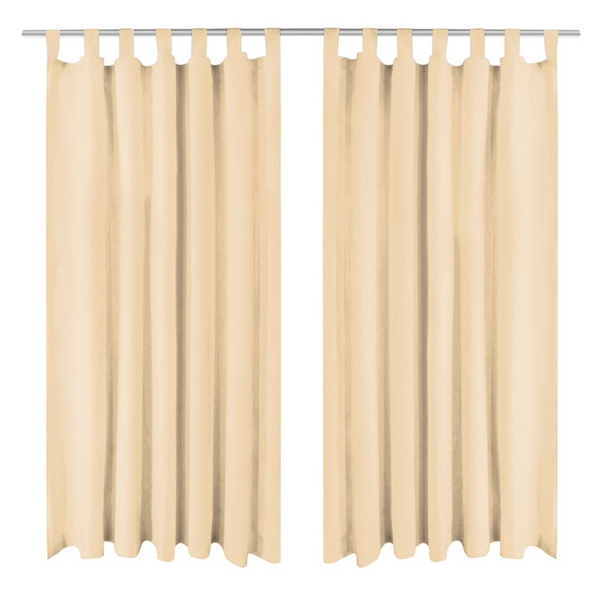 Sophisticated Beige Micro-Satin Curtains 2 pcs with Loops 140x175 cm – Perfect for Living Room, Bedroom, Office - Premium  from Home Treasures - Just £25.99! Shop now at Home Treasures