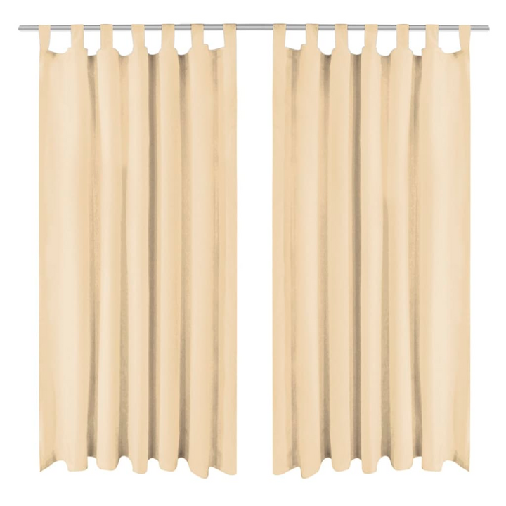 Sophisticated Beige Micro-Satin Curtains 2 pcs with Loops 140x175 cm – Perfect for Living Room, Bedroom, Office - Premium  from Home Treasures - Just £25.99! Shop now at Home Treasures