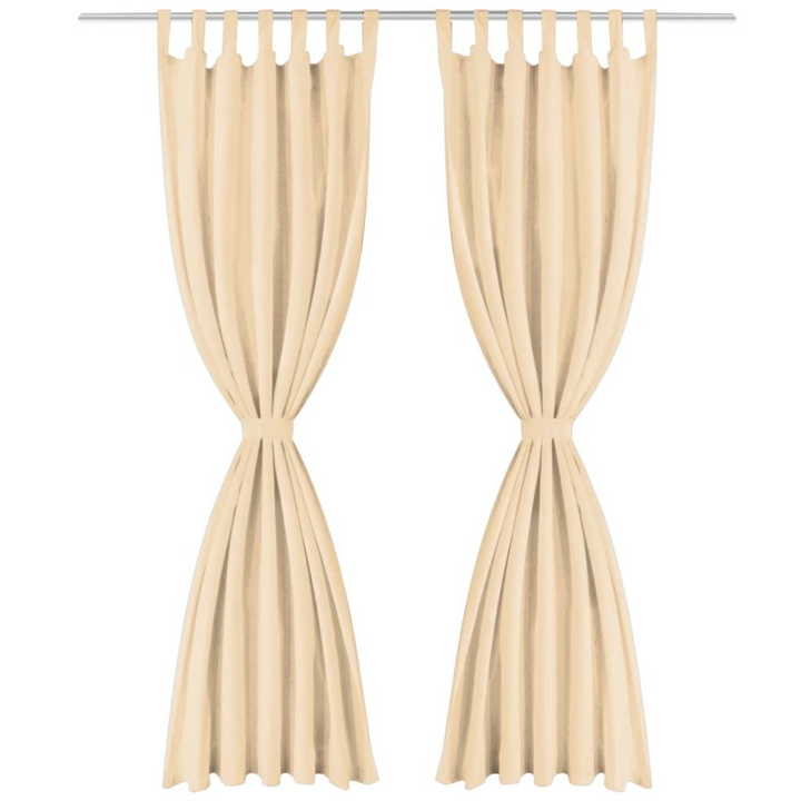 Sophisticated Beige Micro-Satin Curtains 2 pcs with Loops 140x175 cm – Perfect for Living Room, Bedroom, Office - Premium  from Home Treasures - Just £25.99! Shop now at Home Treasures