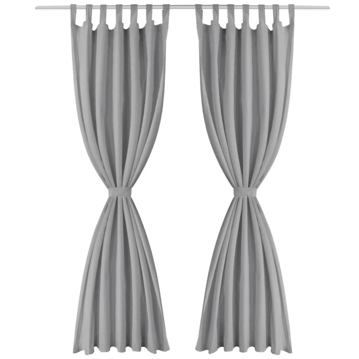 Micro-Satin Curtains 2 pcs with Loops 140x225 cm Grey - Elegant Privacy Solution - Premium  from Home Treasures - Just £30.99! Shop now at Home Treasures