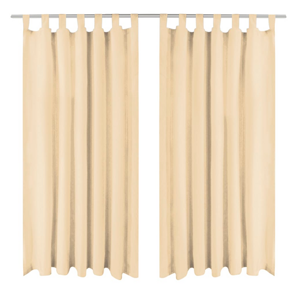 Elegant Beige Micro-Satin Curtains with Loops and Tiebacks, 2 pcs, 140x245 cm - Premium  from Home Treasures - Just £29.99! Shop now at Home Treasures