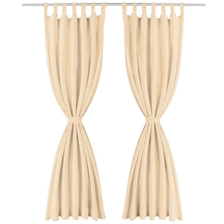 Elegant Beige Micro-Satin Curtains with Loops and Tiebacks, 2 pcs, 140x245 cm - Premium  from Home Treasures - Just £29.99! Shop now at Home Treasures