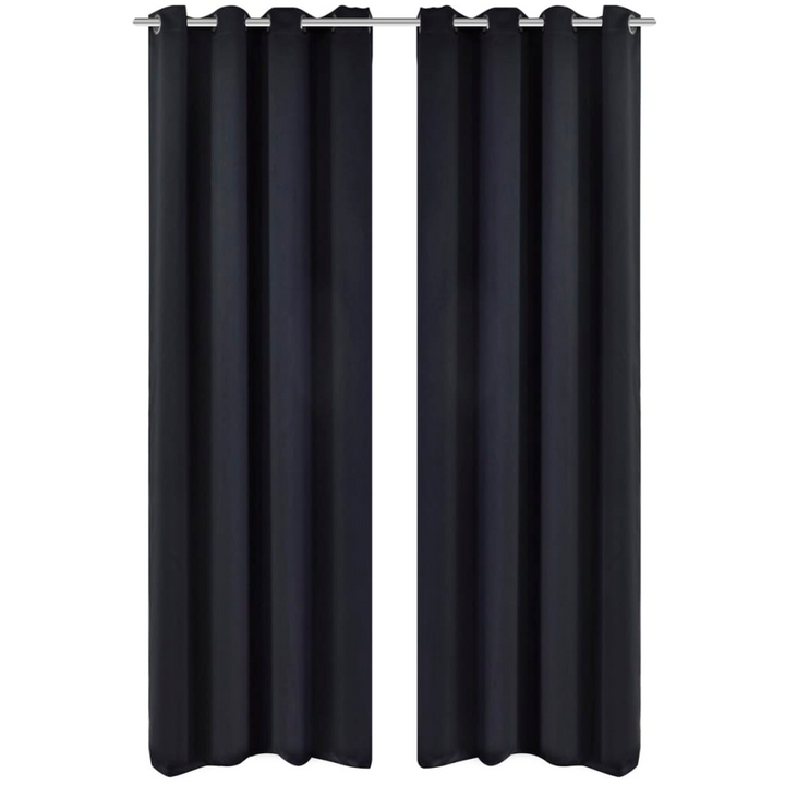 Blackout Curtains Set of 2 - 135x175 cm, Metal Eyelets, High-Quality Black Polyester - Premium  from Home Treasures - Just £41.99! Shop now at Home Treasures