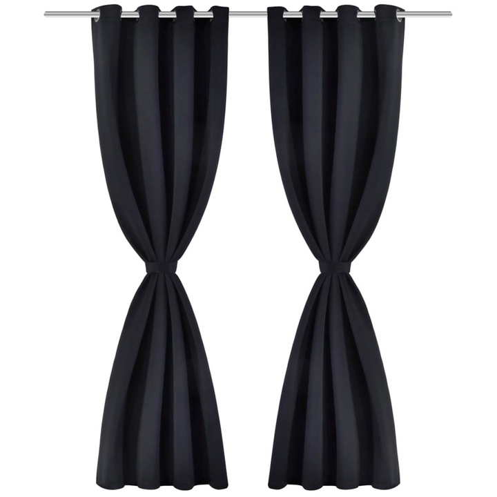 Blackout Curtains Set of 2 - 135x175 cm, Metal Eyelets, High-Quality Black Polyester - Premium  from Home Treasures - Just £41.99! Shop now at Home Treasures