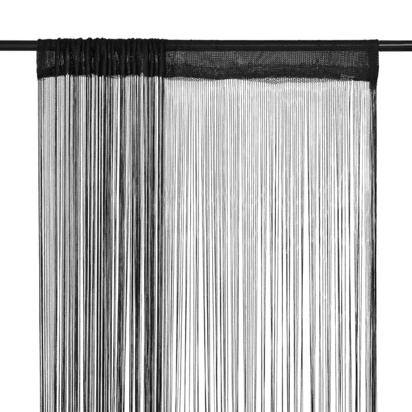 Elegant Black String Curtains - Versatile Room Divider & Stylish Decor, 2 pcs 100x250 cm - Premium  from Home Treasures - Just £20.99! Shop now at Home Treasures