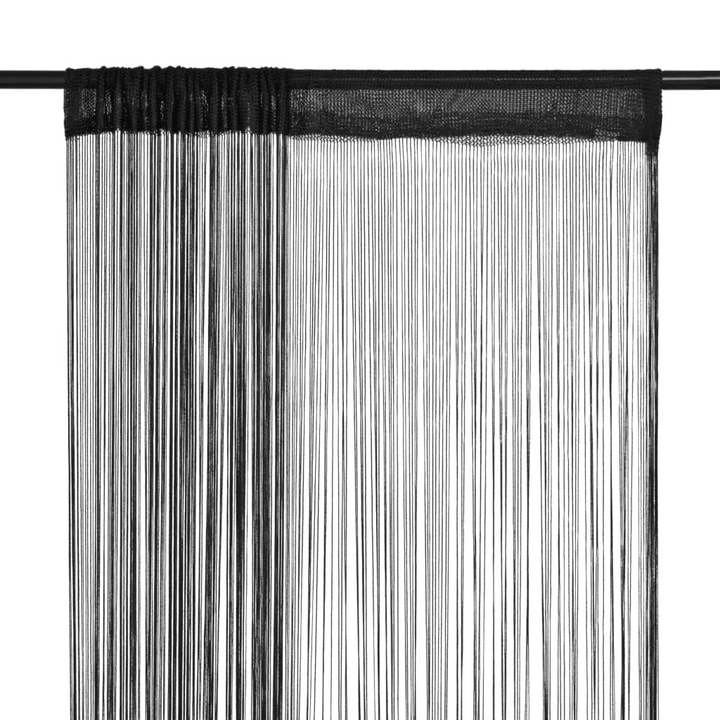 Elegant Black String Curtains - Versatile Room Divider & Stylish Decor, 2 pcs 100x250 cm - Premium  from Home Treasures - Just £20.99! Shop now at Home Treasures