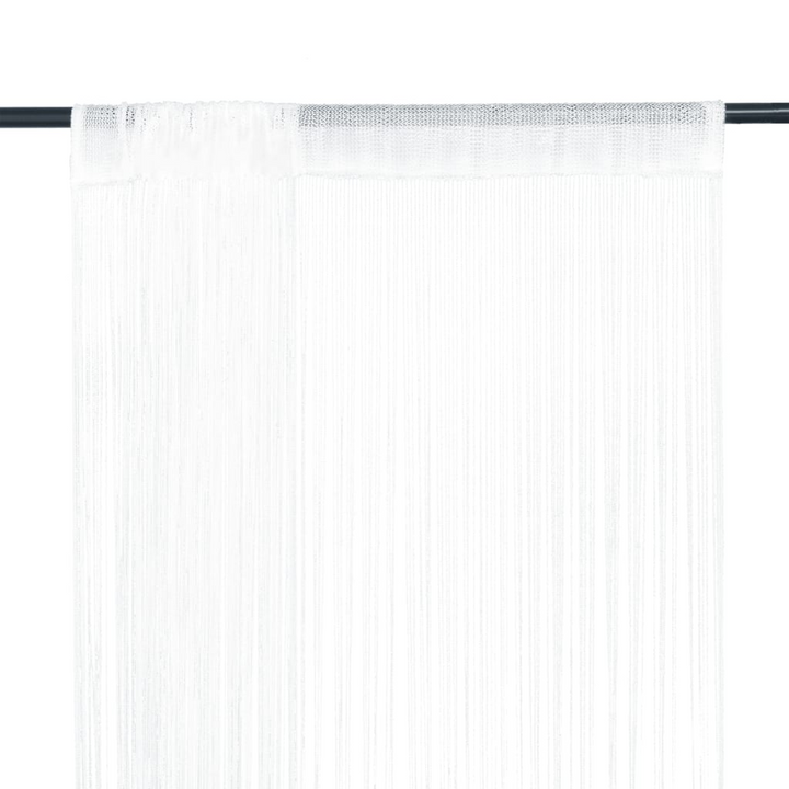 Elegant String Curtains - Set of 2, 100x250 cm, White | Perfect for Windows, Doors, Room Dividers & Decorations - Premium  from Home Treasures - Just £21.99! Shop now at Home Treasures