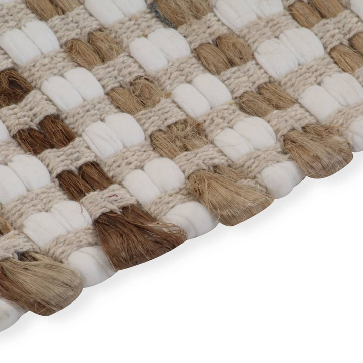 Hand-Woven Jute Bathroom Mat Set - Natural & White - Soft, Durable, Eco-Friendly - Includes Bath Mat & Pedestal Mat - Premium  from Home Treasures - Just £27.99! Shop now at Home Treasures