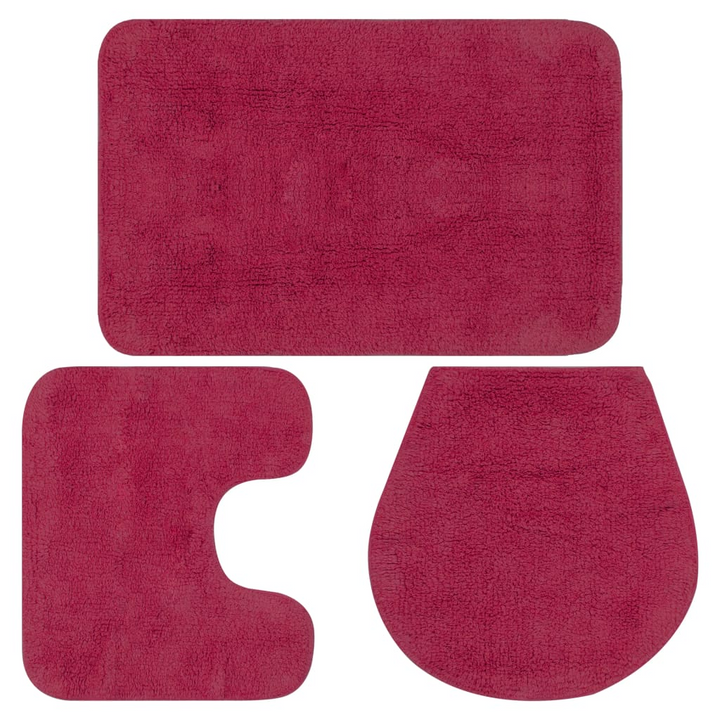 3-Piece Bathroom Mat Set - Soft and Absorbent Cotton Fabric - Fuchsia - Premium  from Home Treasures - Just £21.99! Shop now at Home Treasures