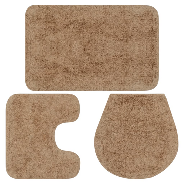 Bathroom Mat Set - 3 Pieces, Beige, 100% Cotton, Non-Slip, Absorbent, Easy to Maintain - Premium  from Home Treasures - Just £26.99! Shop now at Home Treasures