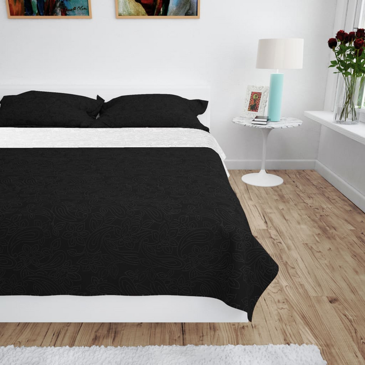 Luxurious Double-sided Quilted Bedspread - 220x240 cm Reversible Comforter in Black and White, Machine Washable - Premium  from Home Treasures - Just £25.99! Shop now at Home Treasures