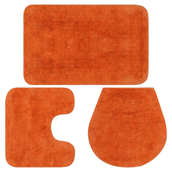 3-Piece Bathroom Mat Set - Luxurious 100% Cotton Fabric in Vibrant Orange - Premium  from Home Treasures - Just £31.99! Shop now at Home Treasures