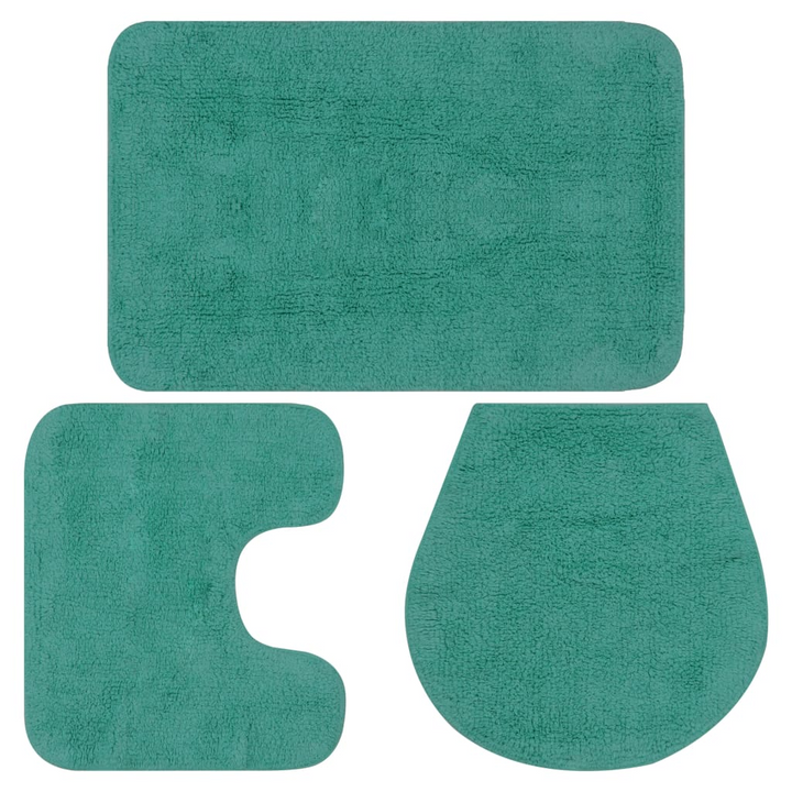 3-Piece Bathroom Mat Set - Luxurious Turquoise Fabric - Non-Slip Cotton Bath Mats - Premium  from Home Treasures - Just £30.99! Shop now at Home Treasures