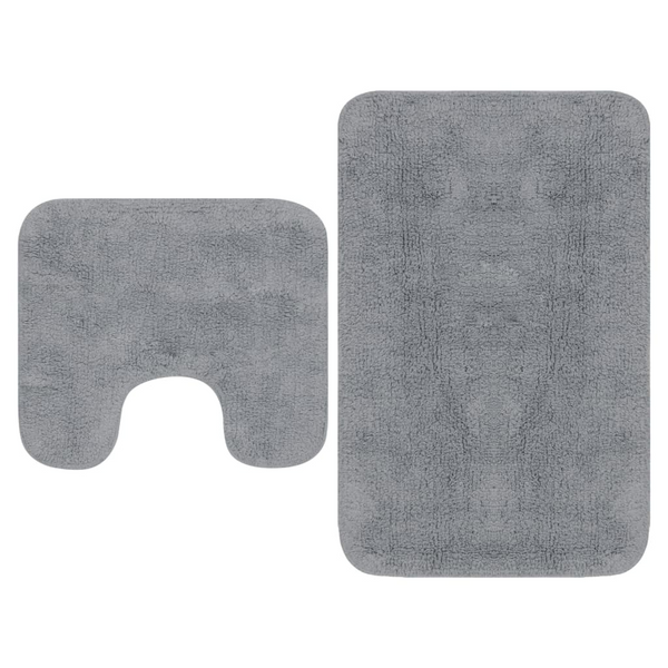 Grey Bathroom Mat Set - 100% Cotton, Non-Slip & Water-Absorbent (2 Pieces) - Premium  from Home Treasures - Just £26.99! Shop now at Home Treasures