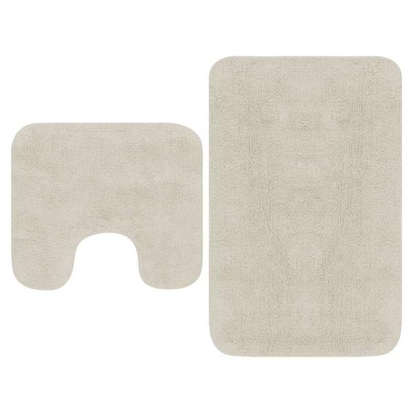 2 Piece Bathroom Mat Set in White - Luxurious & Absorbent Cotton Fabric with Non-Slip Backing - Premium  from Home Treasures - Just £23.99! Shop now at Home Treasures