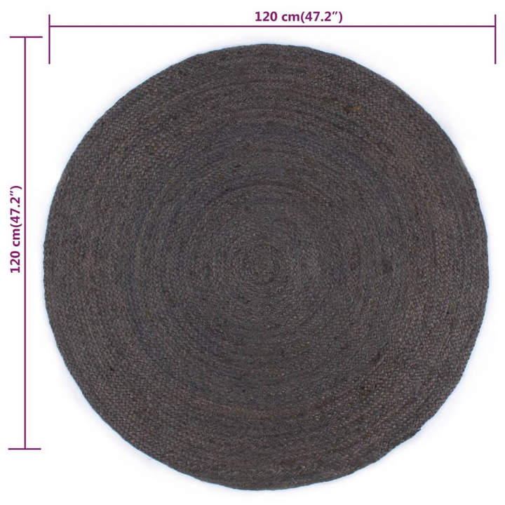 Handmade Jute Round Rug - 120 cm Dark Grey | Eco-Friendly & Durable Floor Decor - Premium  from Home Treasures - Just £47.99! Shop now at Home Treasures