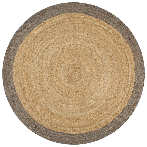 Handmade Jute Rug with Grey Border - 150 cm Round Durable Natural Fiber Area Rug - Premium  from Home Treasures - Just £69.99! Shop now at Home Treasures