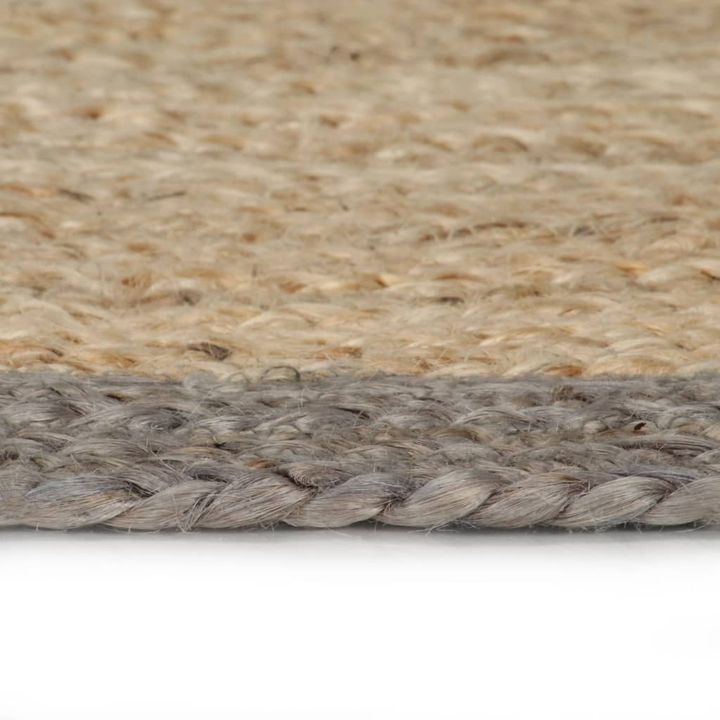 Handmade Jute Rug with Grey Border - 150 cm Round Durable Natural Fiber Area Rug - Premium  from Home Treasures - Just £69.99! Shop now at Home Treasures