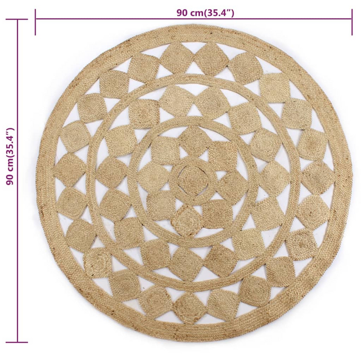 Handmade Braided Jute Rug - 90 cm Round Natural Area Carpet | Eco-Friendly Chic Home Decor - Premium  from Home Treasures - Just £36.99! Shop now at Home Treasures