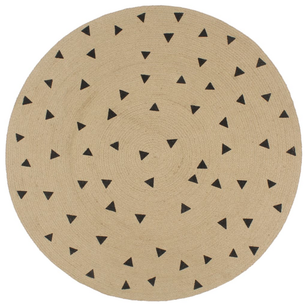 150 cm Handmade Jute Rug with Triangle Print - Natural & Black, Braided, Durable, Eco-Friendly - Premium  from Home Treasures - Just £83.99! Shop now at Home Treasures