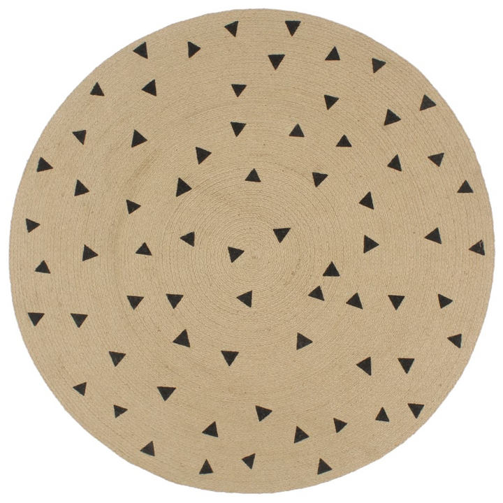 150 cm Handmade Jute Rug with Triangle Print - Natural & Black, Braided, Durable, Eco-Friendly - Premium  from Home Treasures - Just £83.99! Shop now at Home Treasures