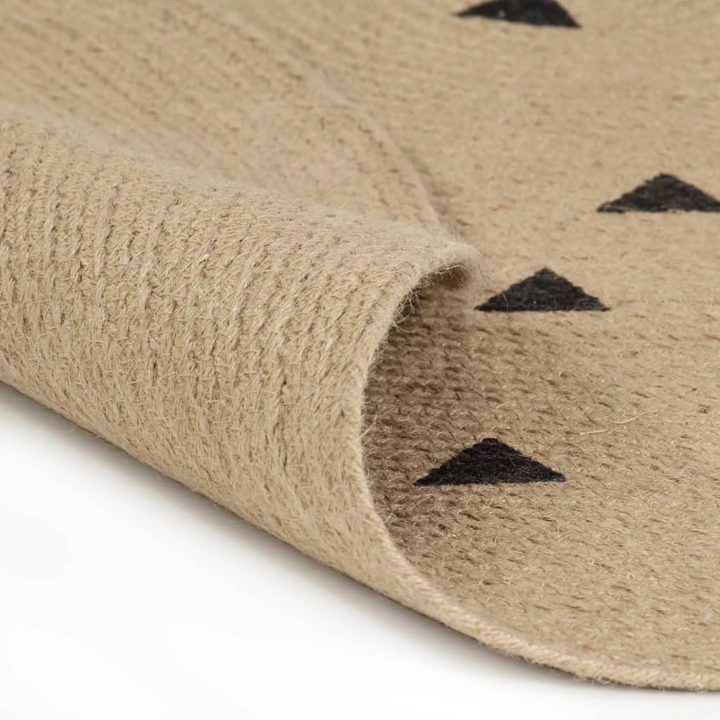 150 cm Handmade Jute Rug with Triangle Print - Natural & Black, Braided, Durable, Eco-Friendly - Premium  from Home Treasures - Just £83.99! Shop now at Home Treasures