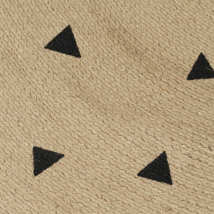 150 cm Handmade Jute Rug with Triangle Print - Natural & Black, Braided, Durable, Eco-Friendly - Premium  from Home Treasures - Just £83.99! Shop now at Home Treasures