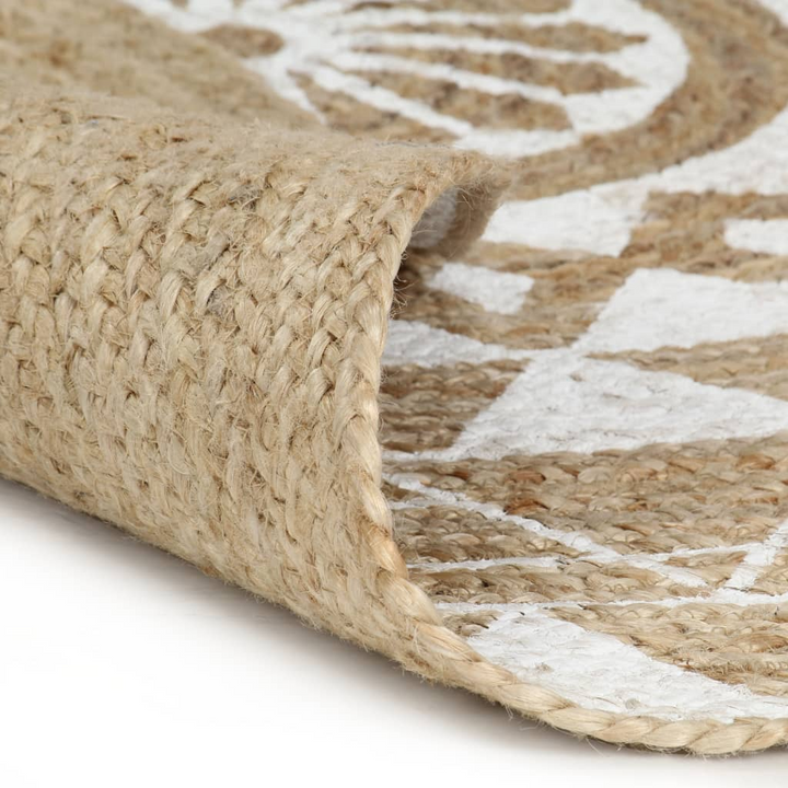 Eco-Friendly Handmade Jute Rug with Stylish with a White Floral Print, 90 cm - Durable Area Carpet - Premium  from Home Treasures - Just £34.99! Shop now at Home Treasures