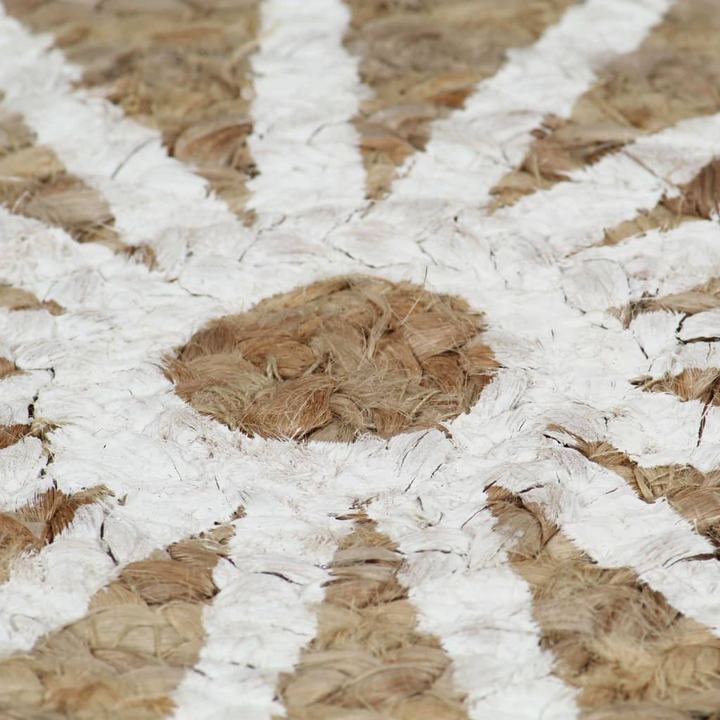 Eco-Friendly Handmade Jute Rug with Stylish with a White Floral Print, 90 cm - Durable Area Carpet - Premium  from Home Treasures - Just £34.99! Shop now at Home Treasures