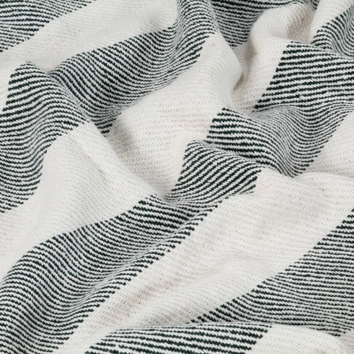 Stylish Dark Green Cotton Stripe Throw Blanket - 125x150 cm, Soft and Cozy - Premium  from Home Treasures - Just £16.99! Shop now at Home Treasures