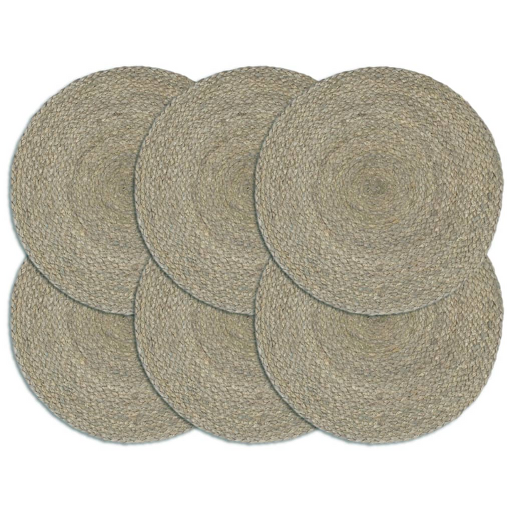 Round Jute Placemats - Pack of 6, 38 cm, Grey - Handmade, Durable, Eco-Friendly - Premium  from Home Treasures - Just £36.99! Shop now at Home Treasures