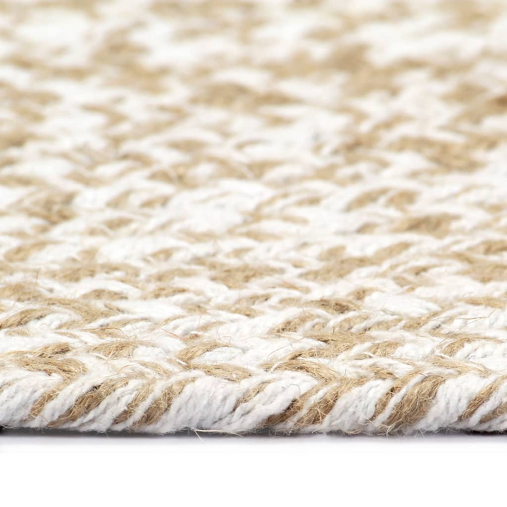 Handmade Jute Rug - 90 cm, White & Natural Round Braided Carpet | Eco-Friendly & Durable - Premium  from Home Treasures - Just £28.99! Shop now at Home Treasures