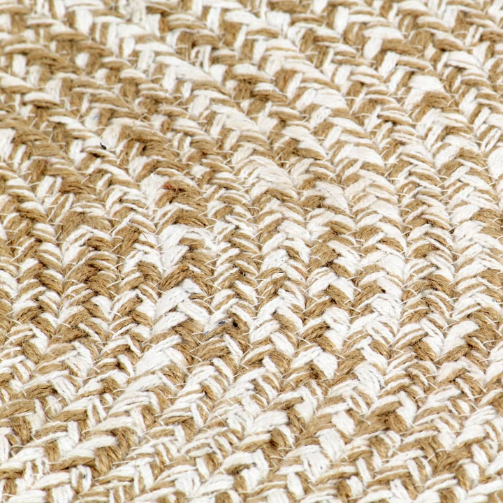 Handmade Jute Rug - 90 cm, White & Natural Round Braided Carpet | Eco-Friendly & Durable - Premium  from Home Treasures - Just £28.99! Shop now at Home Treasures