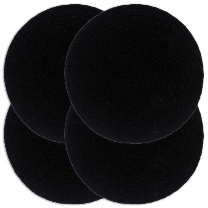 4-Piece Round Black Cotton Placemats - 38 cm | Handmade, Durable, Elegant - Premium  from Home Treasures - Just £25.99! Shop now at Home Treasures