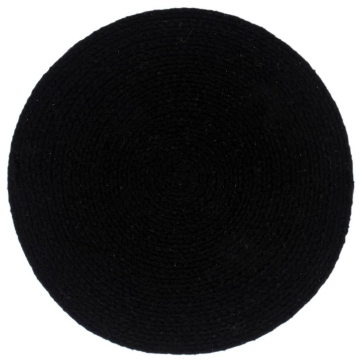 4-Piece Round Black Cotton Placemats - 38 cm | Handmade, Durable, Elegant - Premium  from Home Treasures - Just £25.99! Shop now at Home Treasures