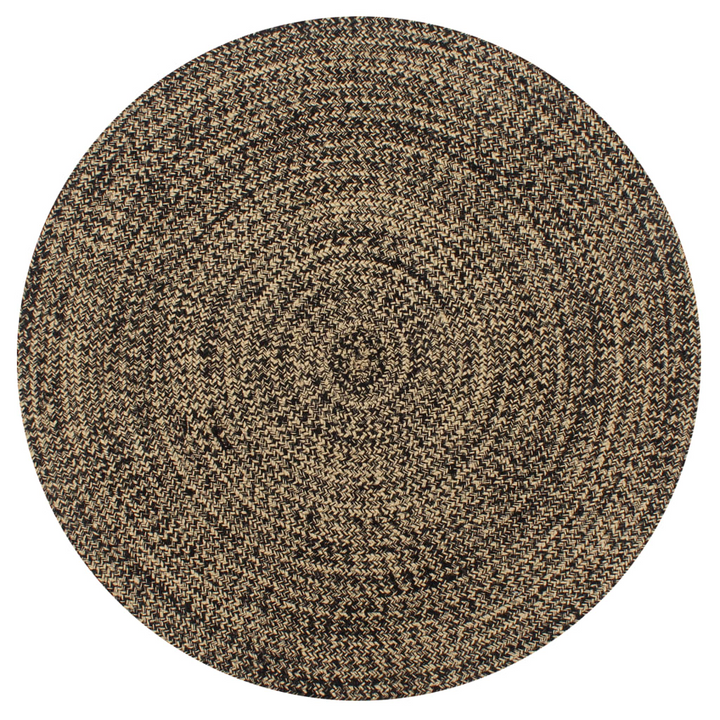 Handmade Jute Rug - 90 cm - Black and Natural - Eco-Friendly, Handwoven, Durable - Premium  from Home Treasures - Just £29.99! Shop now at Home Treasures