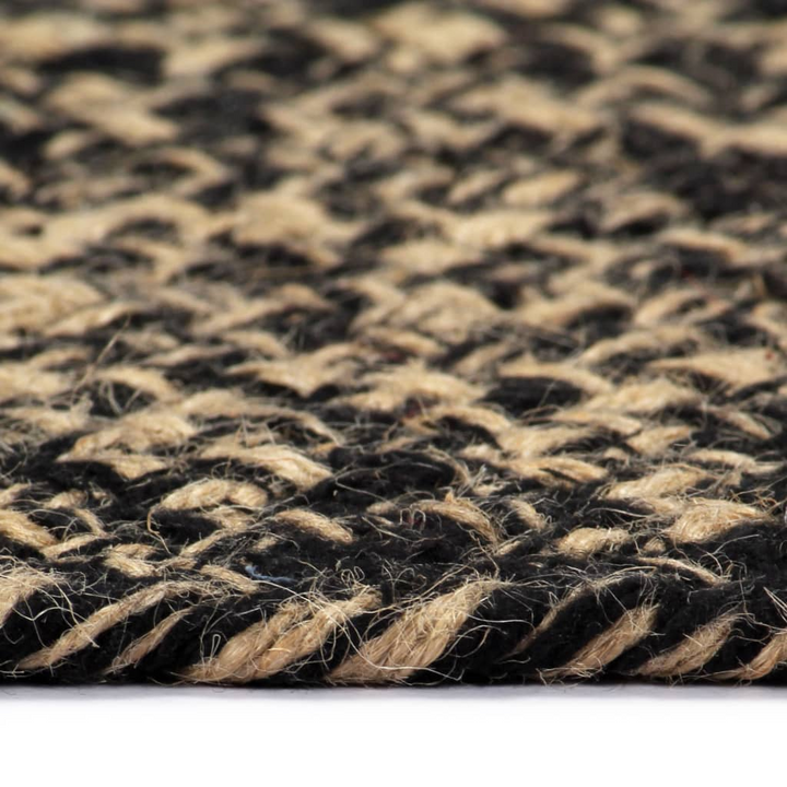 Handmade Jute Rug - 90 cm - Black and Natural - Eco-Friendly, Handwoven, Durable - Premium  from Home Treasures - Just £29.99! Shop now at Home Treasures