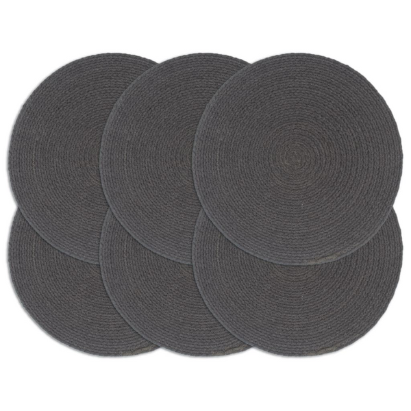 Handwoven Cotton Placemats Set of 6 - Dark Grey, 38 cm Round - Unique & Soft Table Mats - Premium  from Home Treasures - Just £35.99! Shop now at Home Treasures