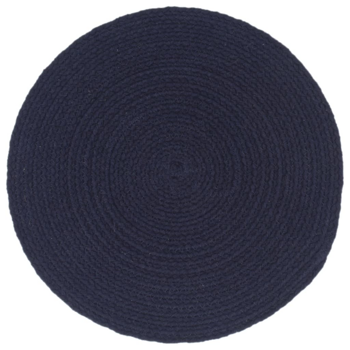 Round Cotton Placemats, 4 Piece Set, 38 cm, Navy Blue - Handwoven & Unique - Premium  from Home Treasures - Just £23.99! Shop now at Home Treasures