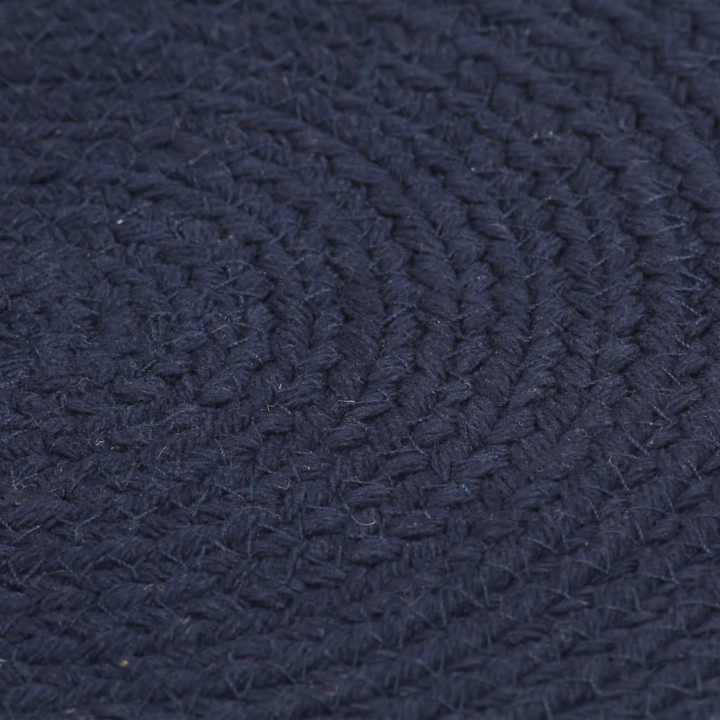 Round Cotton Placemats, 4 Piece Set, 38 cm, Navy Blue - Handwoven & Unique - Premium  from Home Treasures - Just £23.99! Shop now at Home Treasures