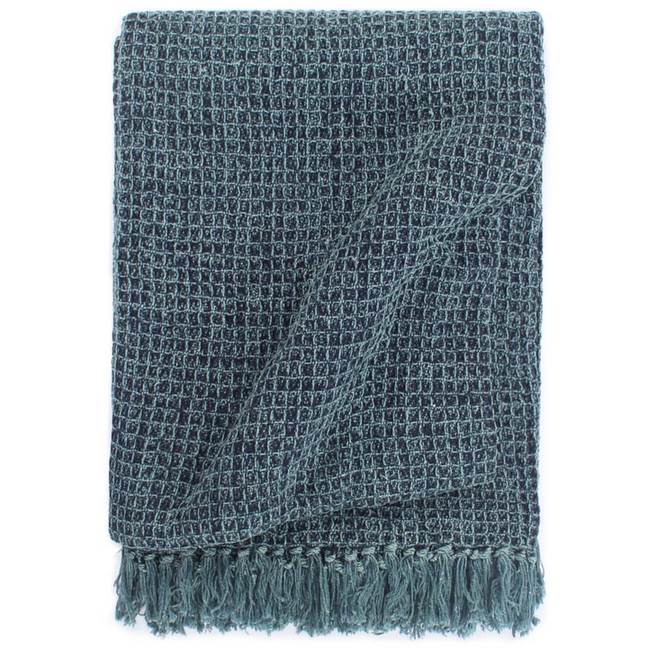 Indigo Blue Cotton Throw Blanket - Soft & Cosy with Trendy Tassels, 160x210 cm - Perfect for Sofa, Bed, or Chair - Premium  from Home Treasures - Just £35.99! Shop now at Home Treasures