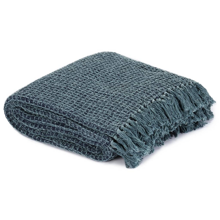 Indigo Blue Cotton Throw 220x250 cm - Soft, Stylish & Cozy - Premium  from Home Treasures - Just £64.99! Shop now at Home Treasures