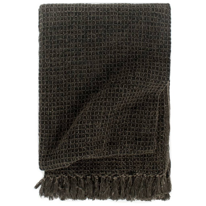 Soft Cotton Throw Blanket 220x250 cm - Anthracite/Brown | Cozy, Stylish, and Versatile Home Decor - Premium  from Home Treasures - Just £63.99! Shop now at Home Treasures