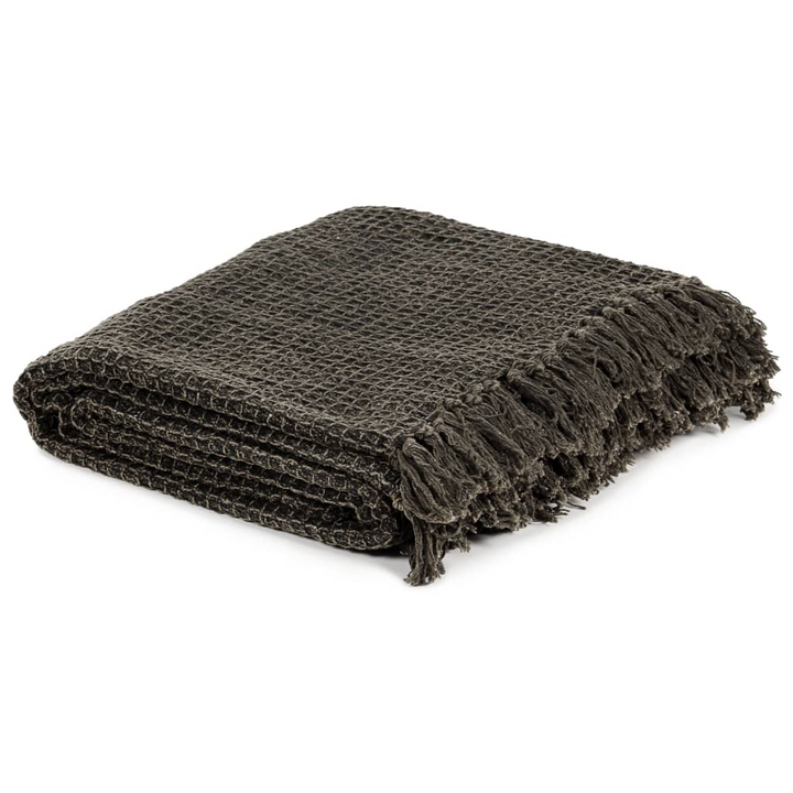 Soft Cotton Throw Blanket 220x250 cm - Anthracite/Brown | Cozy, Stylish, and Versatile Home Decor - Premium  from Home Treasures - Just £63.99! Shop now at Home Treasures