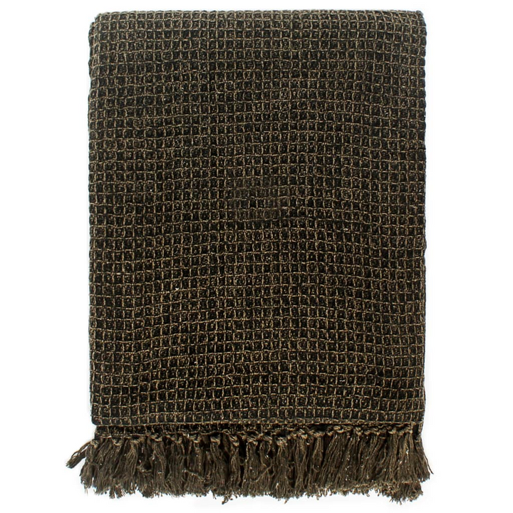 Soft Cotton Throw Blanket 220x250 cm - Anthracite/Brown | Cozy, Stylish, and Versatile Home Decor - Premium  from Home Treasures - Just £63.99! Shop now at Home Treasures