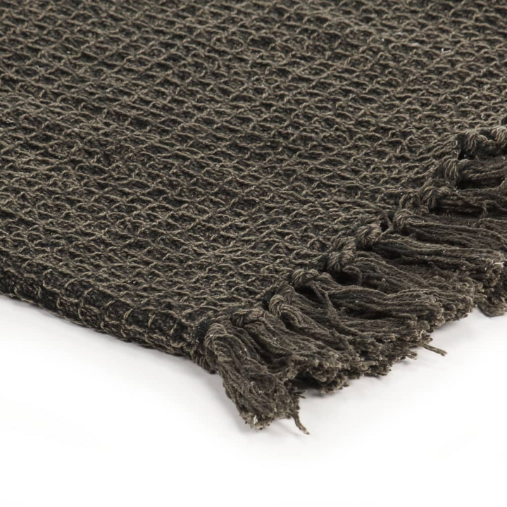 Soft Cotton Throw Blanket 220x250 cm - Anthracite/Brown | Cozy, Stylish, and Versatile Home Decor - Premium  from Home Treasures - Just £63.99! Shop now at Home Treasures