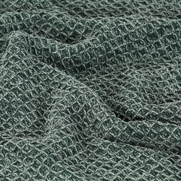 Dark Green Cotton Throw Blanket 125x150 cm - Soft, Stylish & Cozy with Tassels - Premium  from Home Treasures - Just £28.99! Shop now at Home Treasures